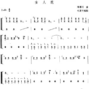 古筝谱 | 女人花 毛丽华编配版 陈耀川曲 毛丽华