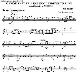 萨克斯谱 | O THOU THAT TELLEST GOOD TIDINGS TO ZION 四重奏 次中音萨克斯分谱