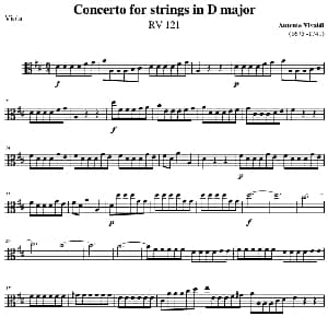 小提琴谱 | Concerto for strings in D Major RV121 Viola分谱 Antonio Vivaldi