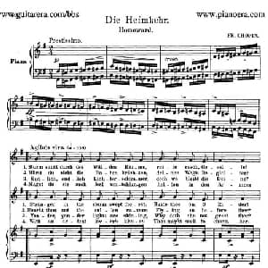 回家 Die Heimkehr_外国歌谱_词曲: 弗雷德里克 肖邦 Frederic Chopin
