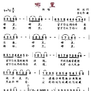 哪里_通俗唱法乐谱_词曲:刘波 索之华