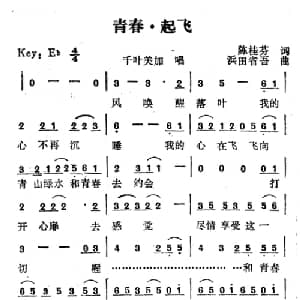青春 起飞_通俗唱法乐谱_词曲:陈桂芬 滨田省吾