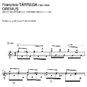 OREMUS Arreglado sobre el Preludio opus 124 de Robert Schumann 吉他谱 弗朗西斯科 泰雷加 Francisco Tarrega 1852 1909