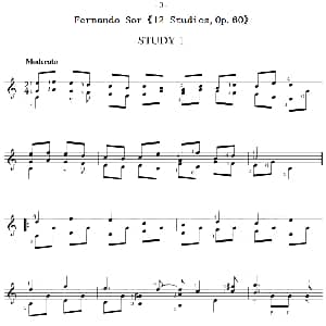 Fernando Sor 12 Studies,Op.60 吉他谱