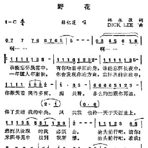 野花_通俗唱法乐谱_词曲:林振强 DICK LEE