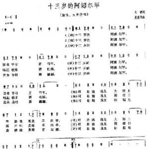 十三岁的阿娜尔罕_民歌简谱_词曲:王健 姜春阳