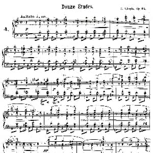 肖邦钢琴练习曲 Op.25之四 钢琴谱 肖邦