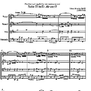 小提琴谱 | G弦上的咏叹调 弦乐四重奏