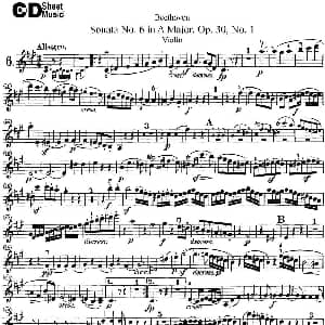 小提琴谱 | Violin Sonata No.6 in A Major Op.30 No.1