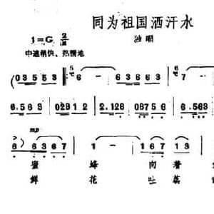 同为祖国洒汗水_民歌简谱_词曲:孙宝忠 姚林