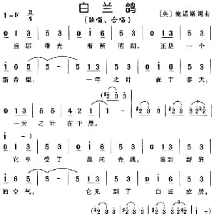 白兰鸽 美国 _外国歌谱_词曲: 美 鲍温斯 美 鲍温斯