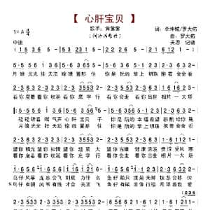 心肝宝贝_歌曲简谱_词曲:李坤城/罗大佑 罗大佑