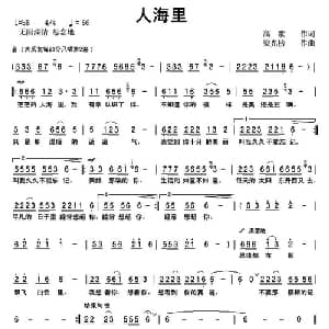 人海里_通俗唱法乐谱_词曲:高歌 梁光榜