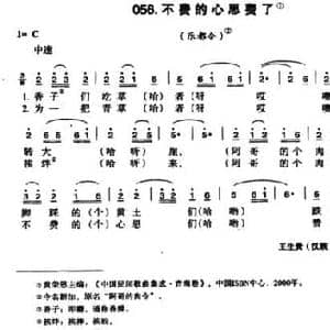 不费的心思费了_民歌简谱