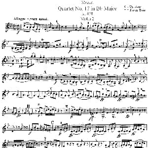 小提琴谱 | Mozart Quartet No.17 in Bb Major,K.458 Violin 2分谱