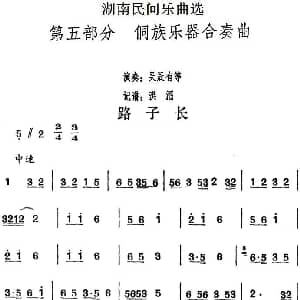 路子长 湖南民间乐曲选 洪滔记谱