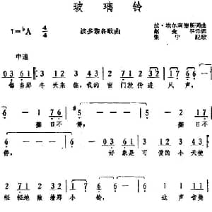 玻璃铃 波多黎各 _外国歌谱_词曲:拉 埃尔南德斯词 赵金平译词 拉 埃尔南德斯曲 张宁配歌