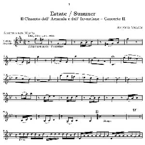 小提琴谱 | 维瓦尔第 四季套曲 之夏 第二小提琴谱