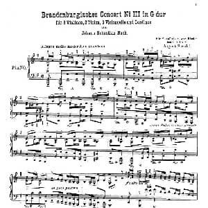 Brandenburg Concerto No.3 in G Major BWV.1048 钢琴谱 巴赫