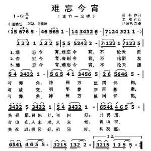 难忘今宵_歌曲简谱_词曲:乔羽 王酩