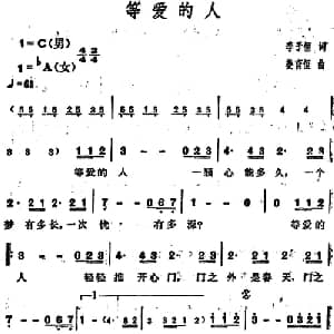等爱的人_通俗唱法乐谱_词曲:李子恒 姜育恒