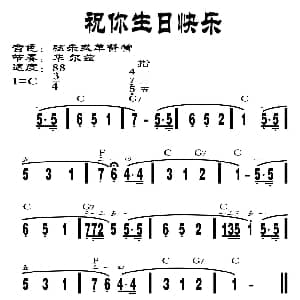 电子琴谱 | 祝你生日快乐 刘慧淑制谱版
