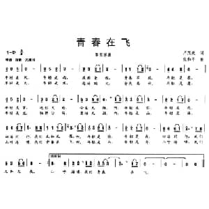 青春在飞_通俗唱法乐谱