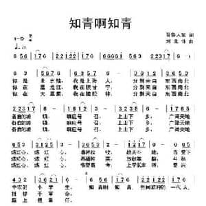 知青啊知青_民歌简谱_词曲:晋鲁人家 刘北休