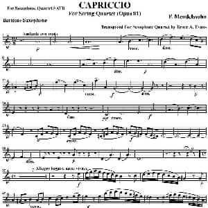 萨克斯谱 | CAPRICCIO 四重奏 上低音萨克斯分谱
