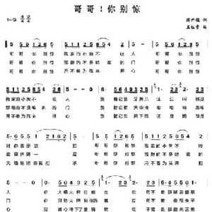 哥哥！你别惊_民歌简谱_词曲:蒋开儒 王佑贵