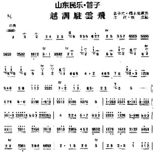 笛子谱 | 越调驻云飞 山东民乐 笛子 占河 根生记谱