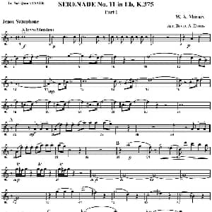 萨克斯谱 | SERENADE No.11 in Eb K.375 Part 1 四重奏 次中音萨克斯分谱