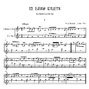 萨克斯谱 | 12首单簧管萨克斯重奏之一 莫扎特