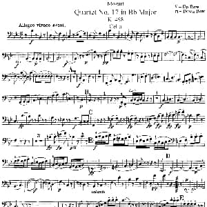小提琴谱 | Mozart Quartet No.17 in Bb Major,K.458 Cello分谱