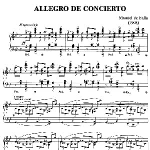 Allegro de Concierto 钢琴谱 曼努埃尔 德 法雅