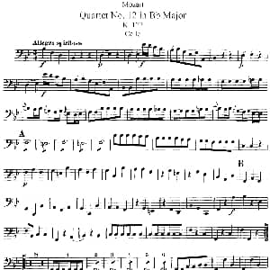 小提琴谱 | Mozart Quartet No.12 in Bb Major,K.172 Cello分谱