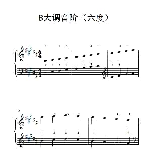 B大调音阶 钢琴谱