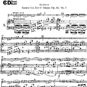 小提琴谱 | Violin Sonata No.8 in G Major Op.30 No.3 小提琴 钢琴伴奏