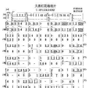 二胡谱 | 大寨红花遍地开 二胡与笛子主旋合成谱 许镜清