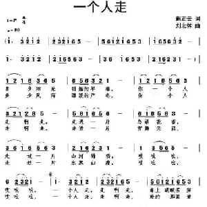一个人走_通俗唱法乐谱_词曲:赵正云 刘北休