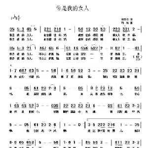 你是我的女人_通俗唱法乐谱_词曲:李荫保 胡梅