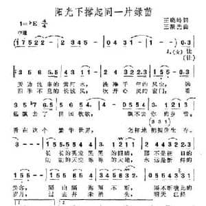 阳光下撑起同一片绿茵_民歌简谱_词曲:王晓岭 王黎光