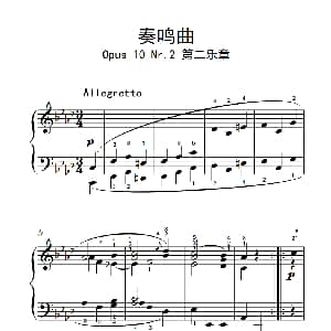 奏鸣曲 Opus 10 Nr.2 第二乐章 钢琴谱 贝多芬