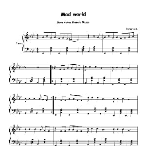 Mad world 钢琴谱