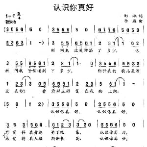 认识你真好_通俗唱法乐谱_词曲:李琳 李燕