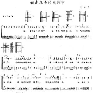他走在美的光彩中 吉他谱 沙里