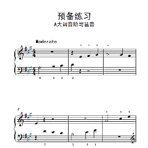 预备练习 A大调音阶与琶音 钢琴谱