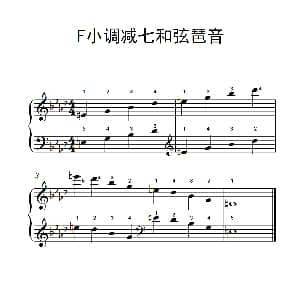 F小调减七和弦琶音 钢琴谱