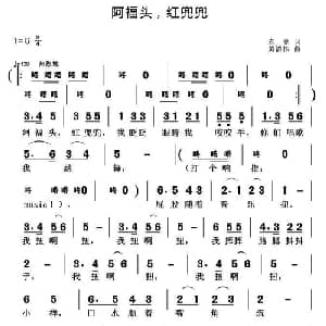 阿福头,红兜兜_通俗唱法乐谱_词曲:袁驰 黄清林