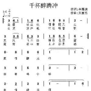 千杯醉腾冲_民歌简谱_词曲:李犀凛 朱星东